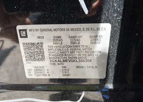 2019 GMC Terrain Sle from USA, damaged, VIN 3GKALMEV1KL166304